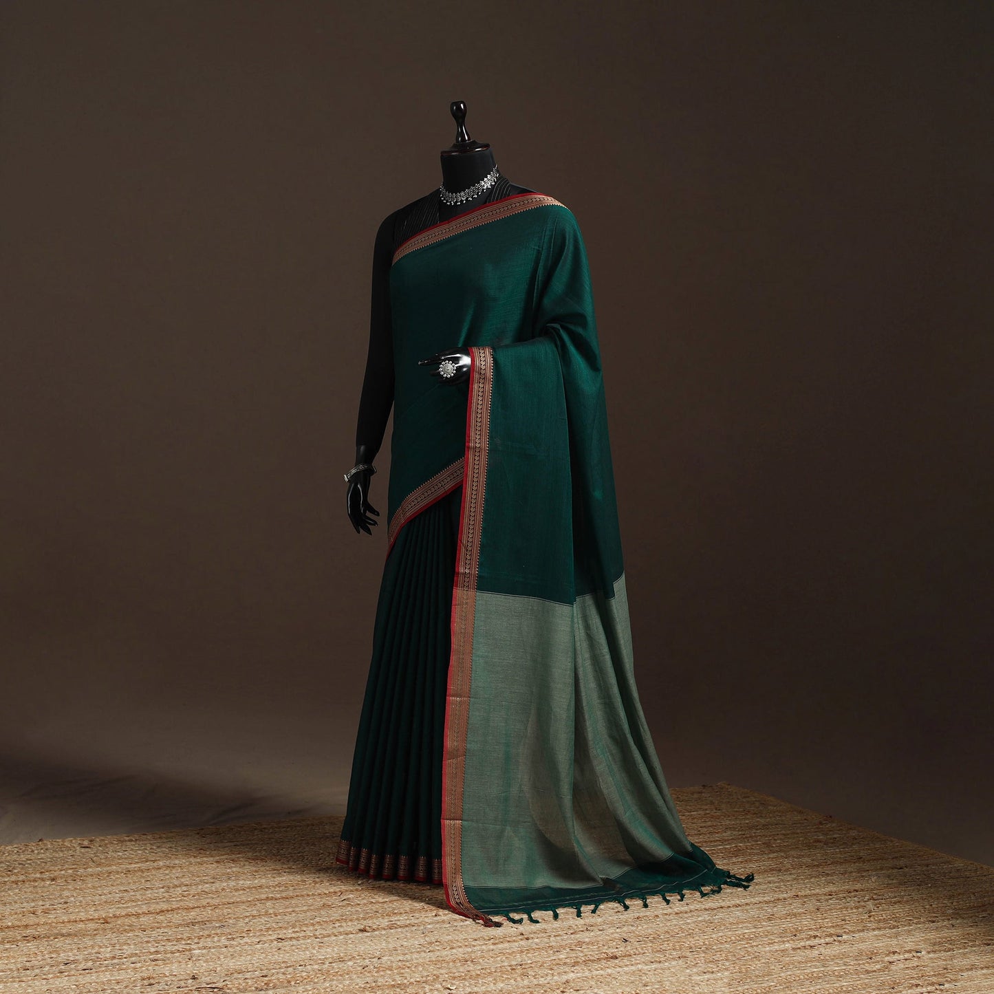 Dharwad cotton saree with border 47 - handcrafted