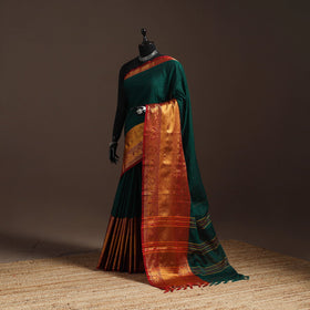 Dharwad cotton saree with border 48 - handcrafted