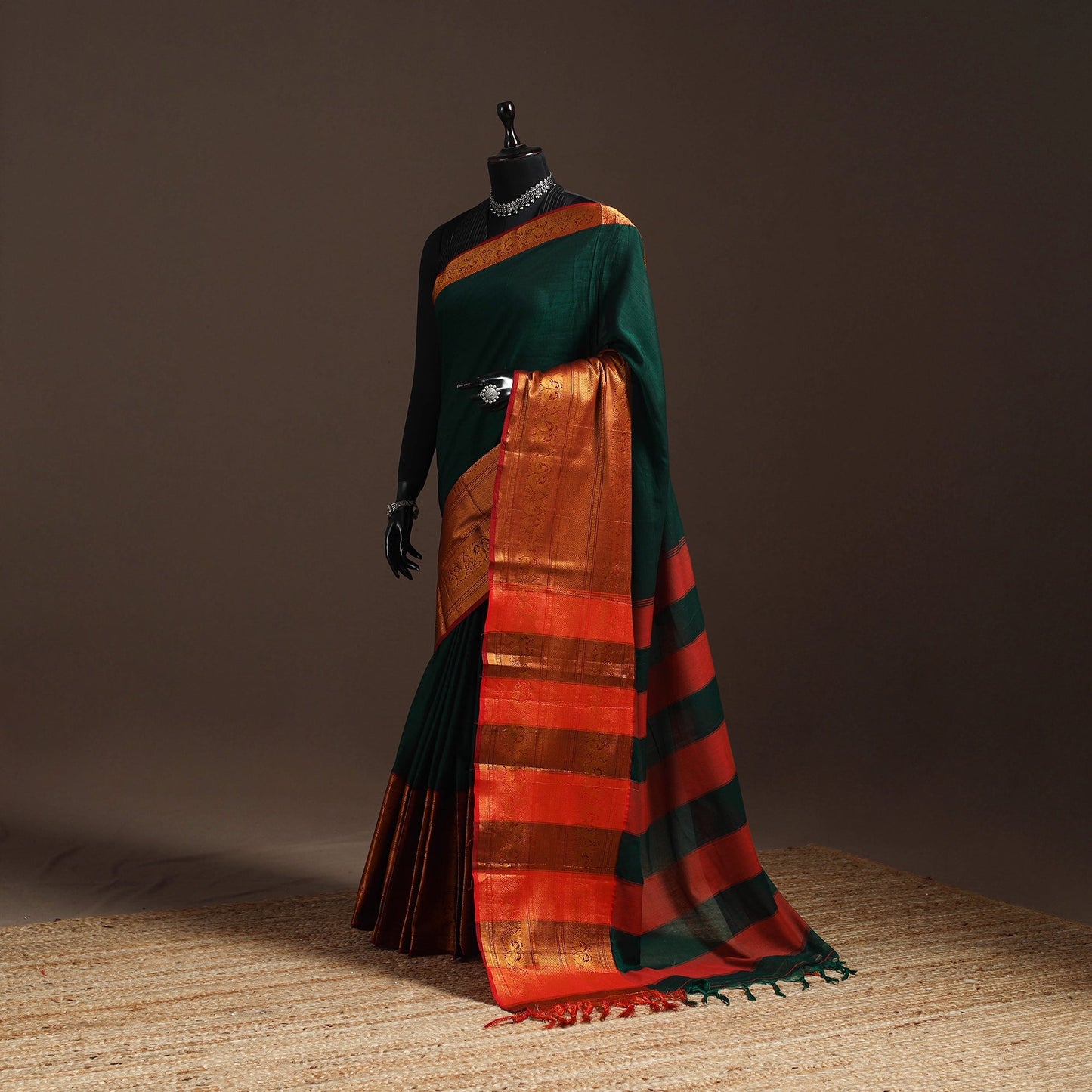 Dharwad cotton saree with border 49 - handcrafted
