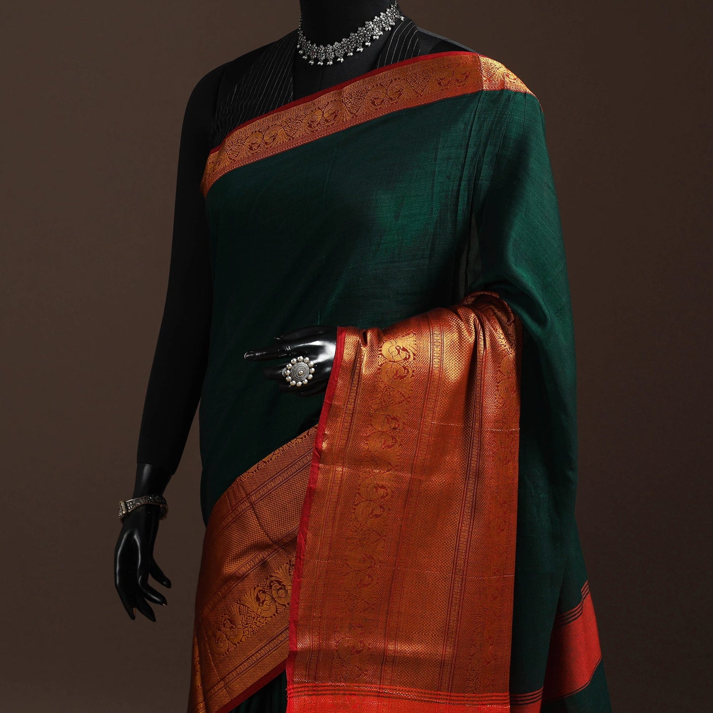 Dharwad cotton saree with border 49 - handcrafted
