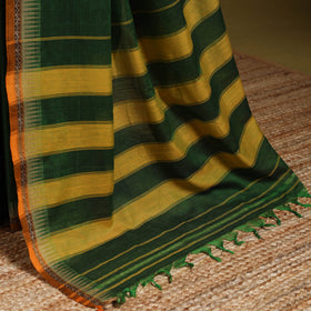 Green - dharwad cotton saree with border 56 - handcrafted