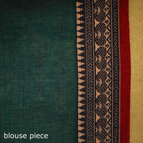 Green - dharwad cotton saree with border 58 - handcrafted