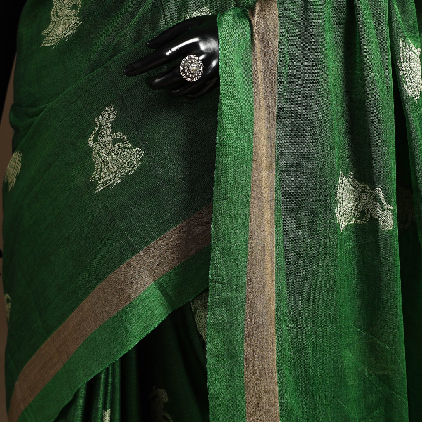 Green - dharwad cotton saree with thread work 02