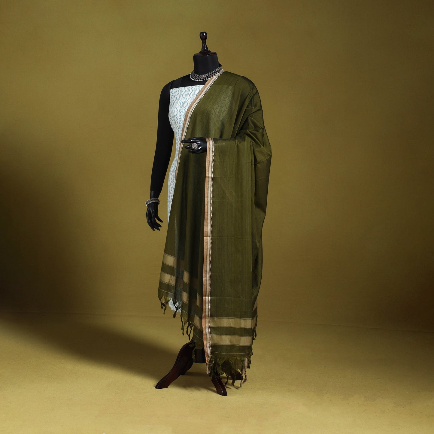 Green - dharwad mercerised cotton dupatta with border 72