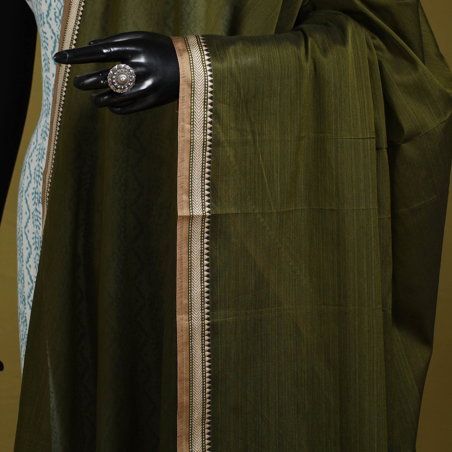 Green - dharwad mercerised cotton dupatta with border 72