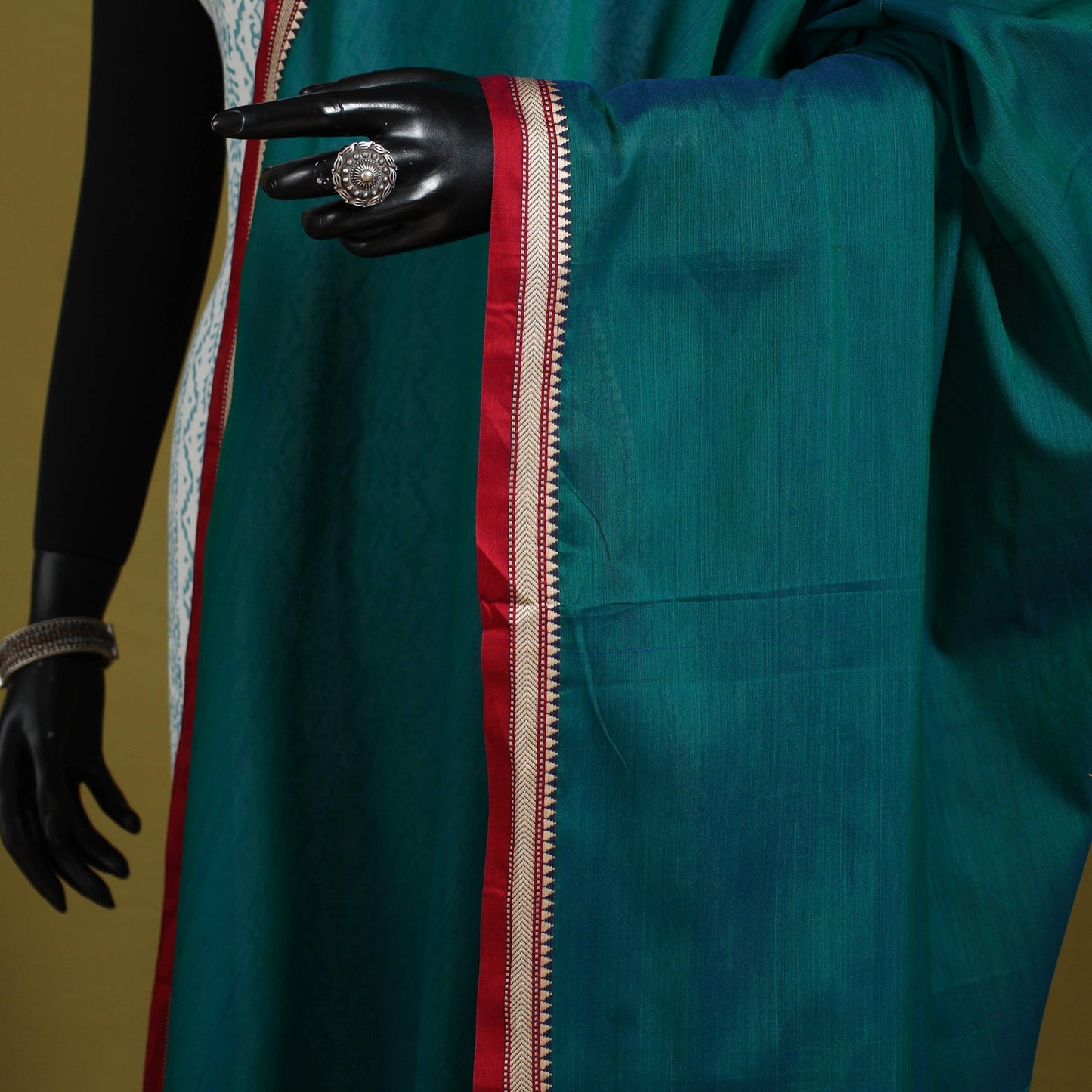 Green - dharwad mercerised cotton dupatta with border 73