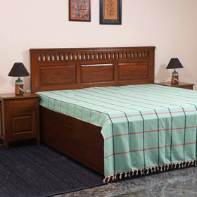 Green - double handloom cotton bed sheet (108 x 90 in) 22