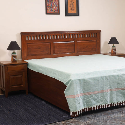 Green - double handloom cotton bed sheet (108 x 90 in) 36
