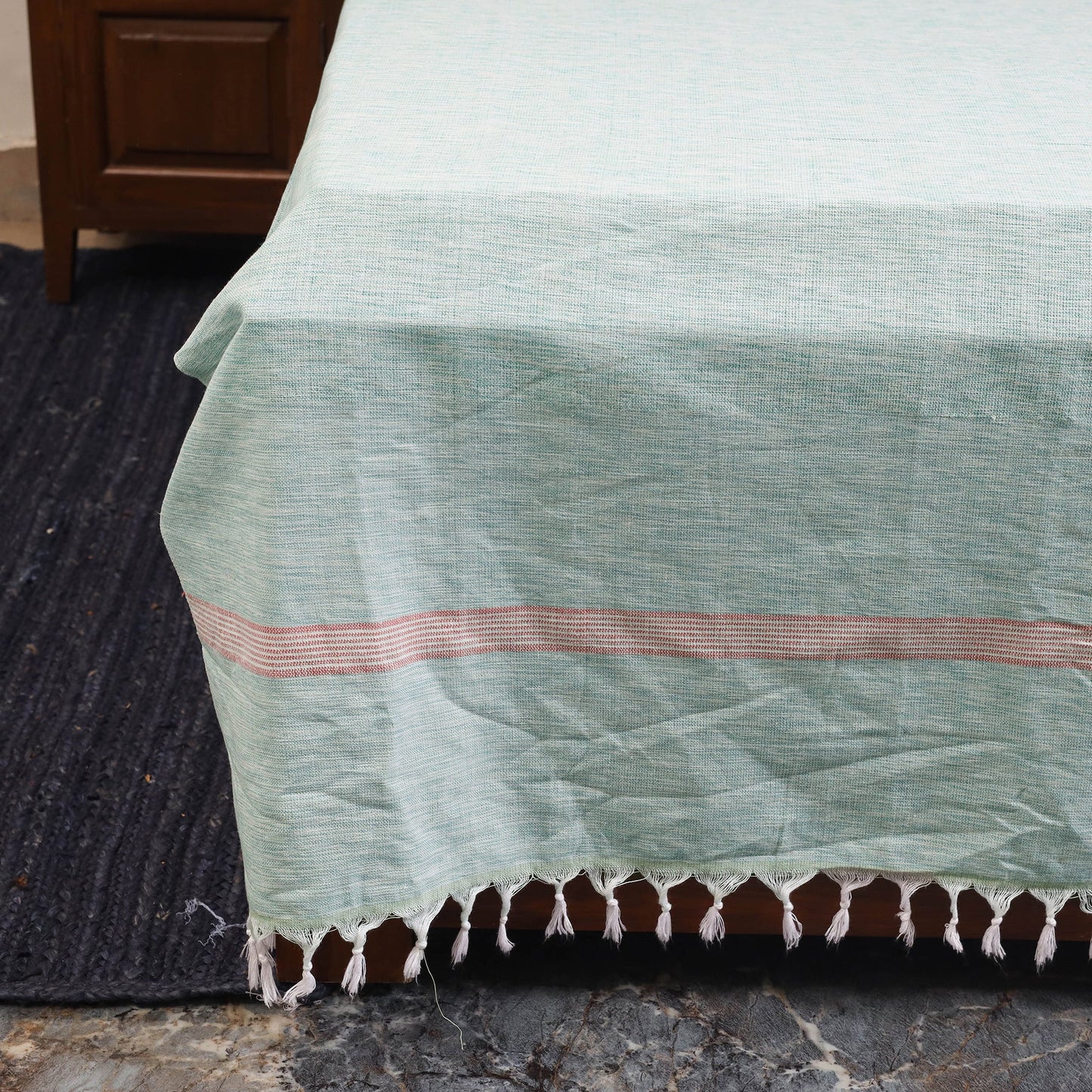 Green - double handloom cotton bed sheet (108 x 90 in) 36