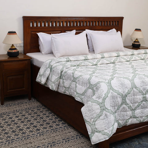 Double - Reversible Sanganeri Block Print Cotton Quilt 28