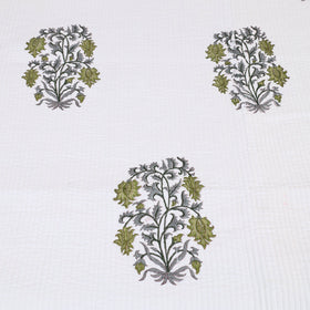 Green - Double - Reversible Sanganeri Block Print Cotton Quilt Set 08
