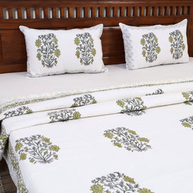 Green - Double - Reversible Sanganeri Block Print Cotton Quilt Set 08