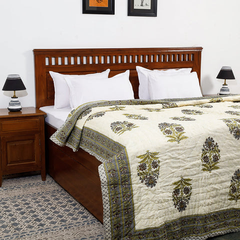  Double - Sanganeri Printed Reversible Soft Cotton Quilt / Blanket 