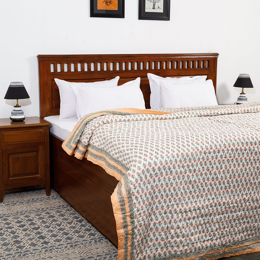  Double - Sanganeri Printed Reversible Soft Cotton Quilt / Blanket 