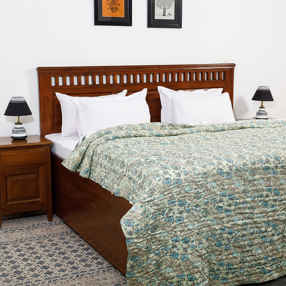  Double - Sanganeri Printed Reversible Soft Cotton Quilt / Blanket 