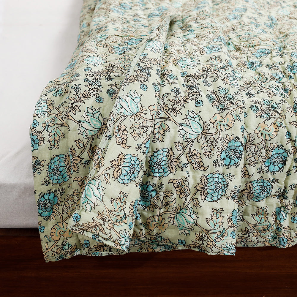  Double - Sanganeri Printed Reversible Soft Cotton Quilt / Blanket 