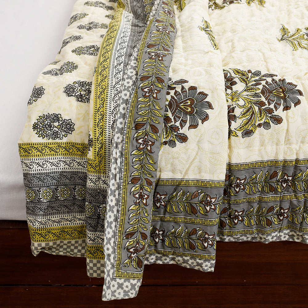 Double - Sanganeri Printed Reversible Soft Cotton Quilt / Blanket 