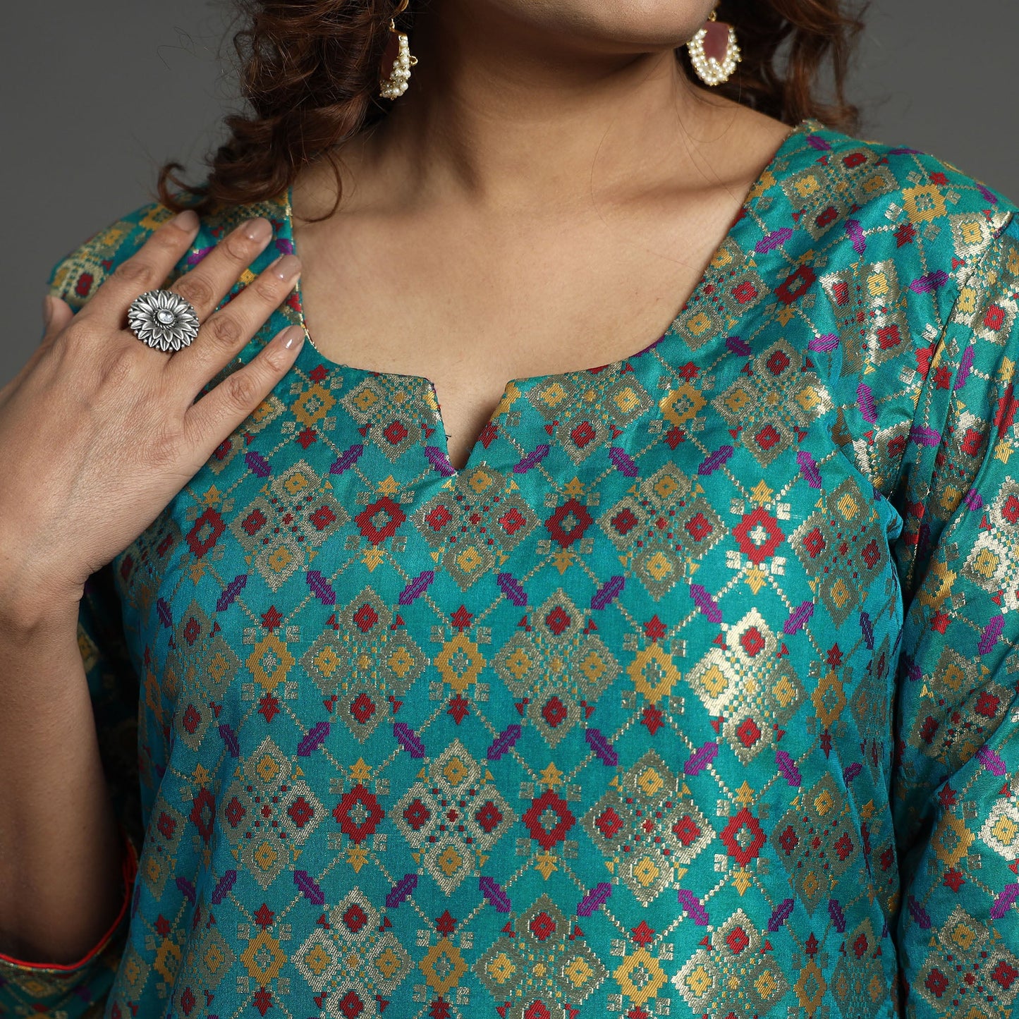 Buy Elegant Banarasi Brocade Silk Kurta with Pant Set Online at iTokri.com