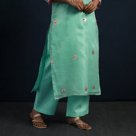Green Elegant Gota Work Silk Kota Doria Kurta Set Online