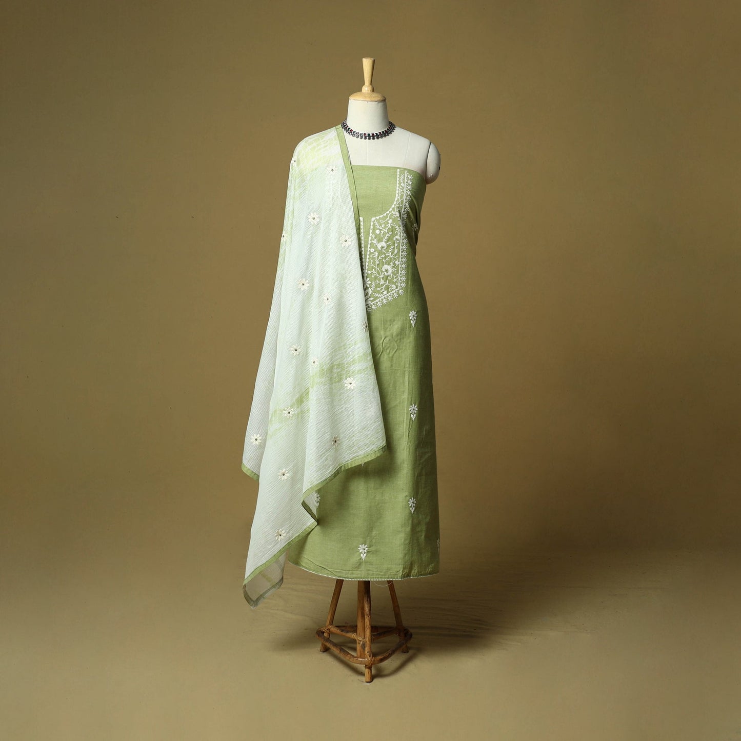 Embroidered cotton 3pc unstitched dress material 92
