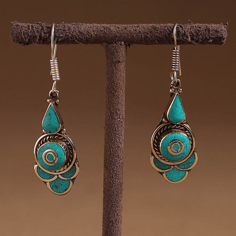 Green - ethnic tribal tibetan earrings from himalaya 48