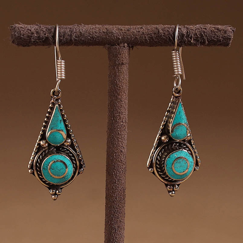 Green - ethnic tribal tibetan earrings from himalaya 61