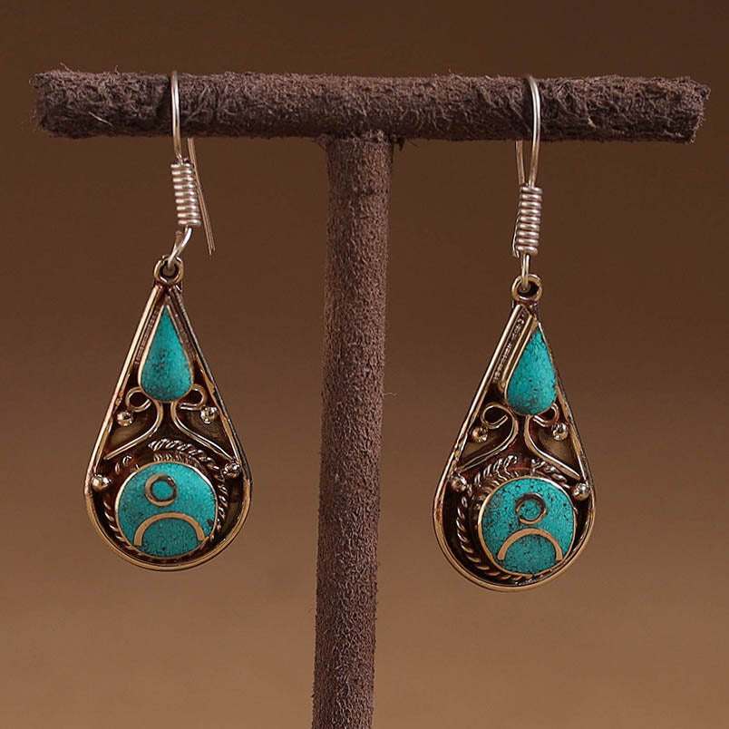 Green - ethnic tribal tibetan earrings from himalaya 65