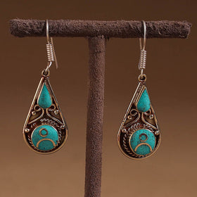 Green - ethnic tribal tibetan earrings from himalaya 65