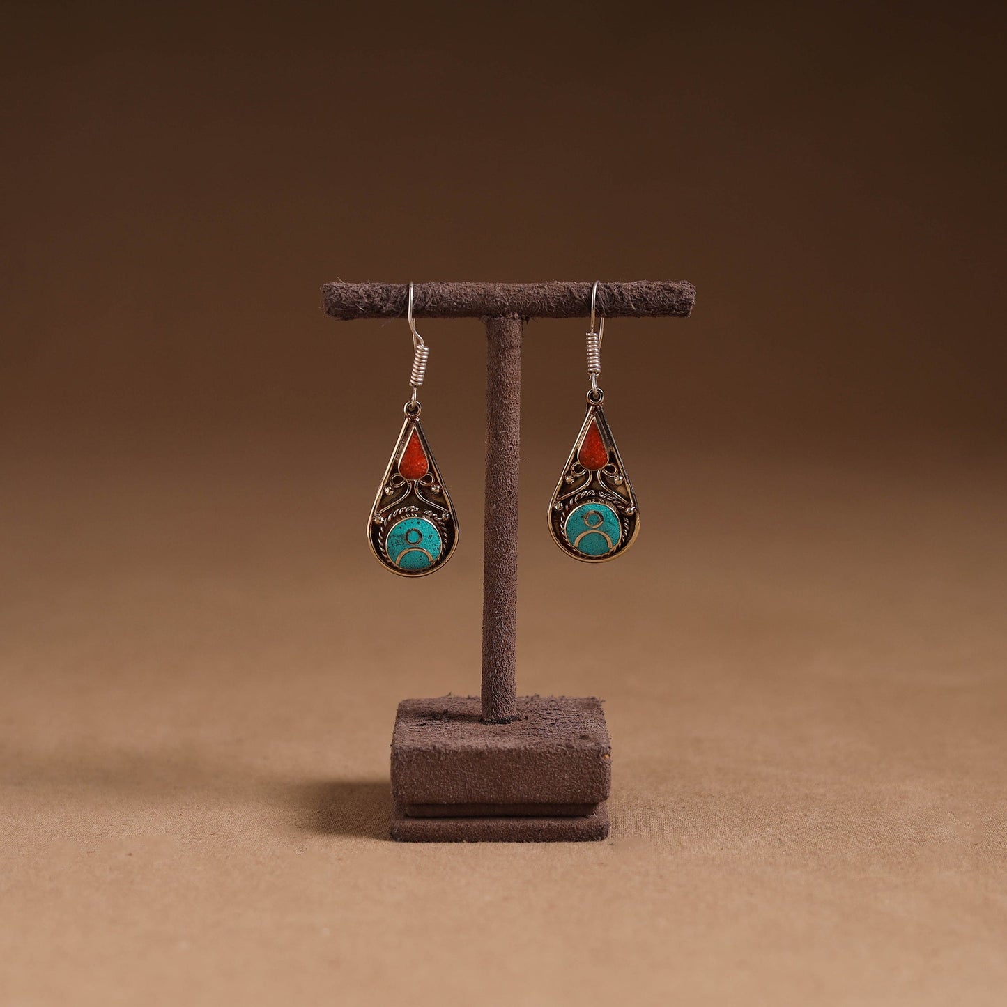 Green - ethnic tribal tibetan earrings from himalaya 66