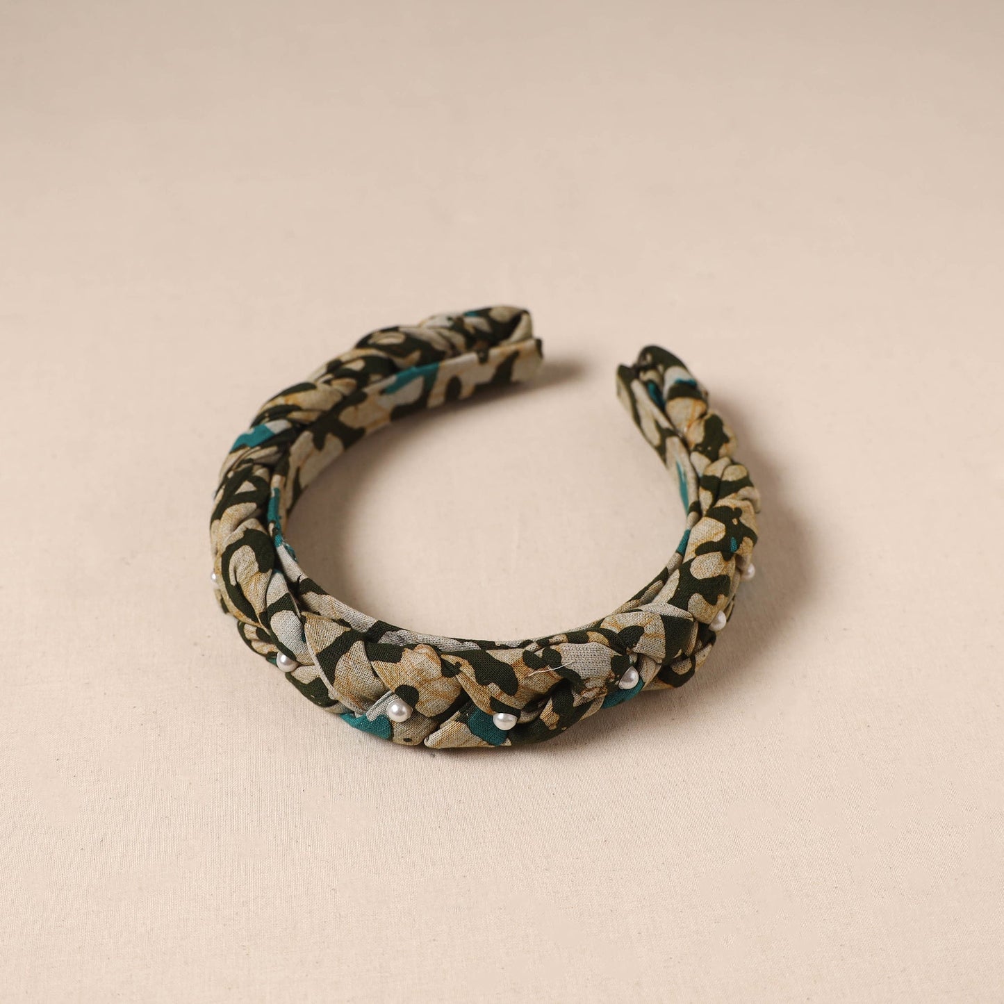 Fabart braided hair band with bead work 37 - handcrafted