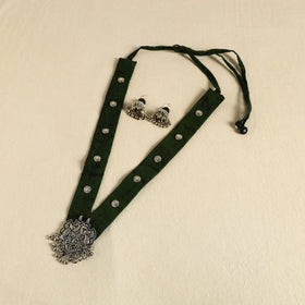 Green - fabart german silver necklace set 06 - handcrafted