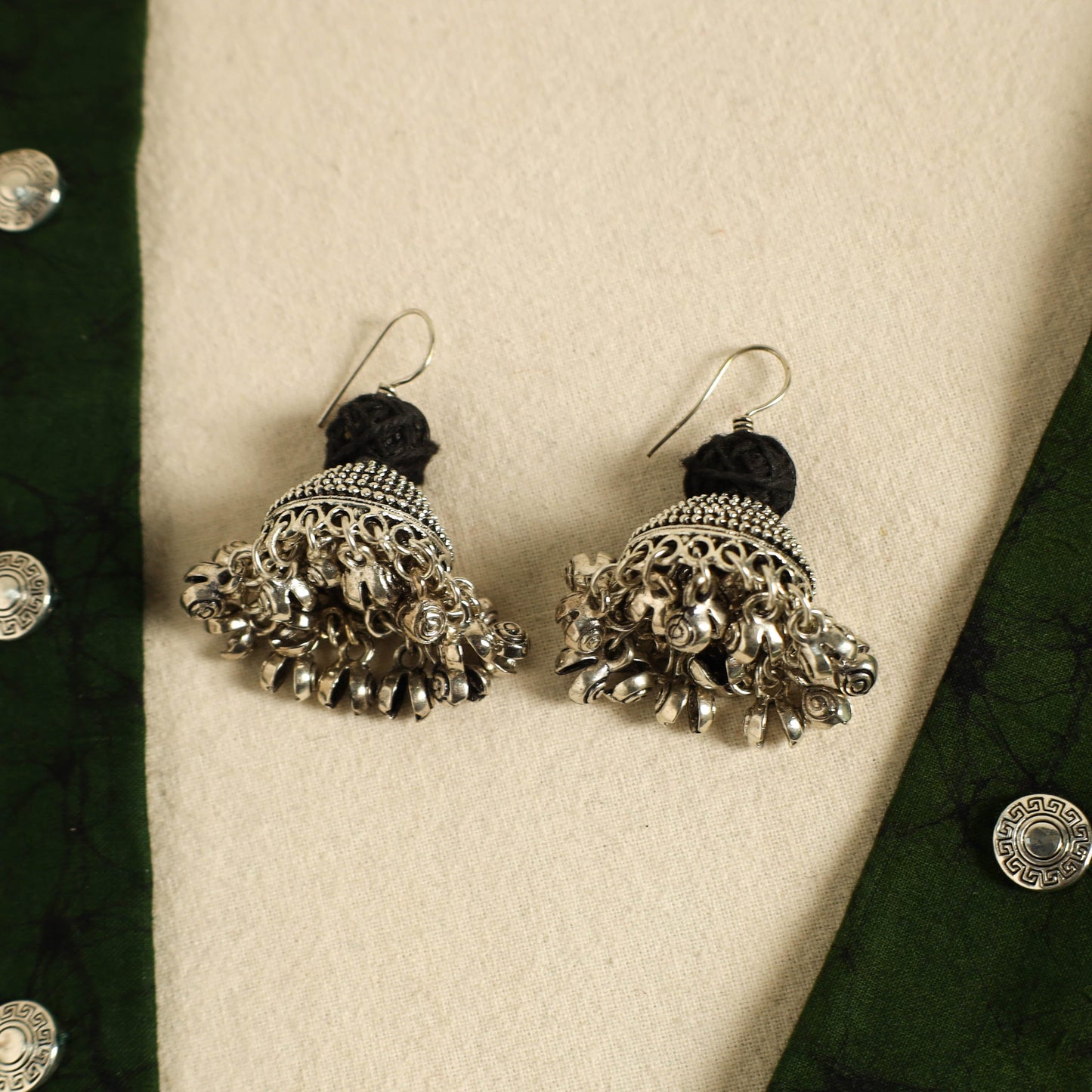 Green - fabart german silver necklace set 06 - handcrafted