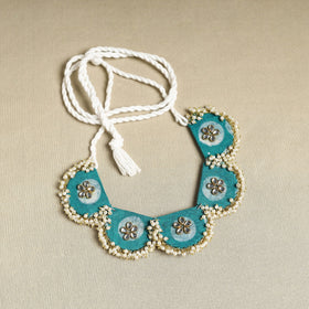 Green - fabart pearl & stone work necklace set 03