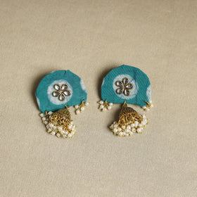 Green - fabart pearl & stone work necklace set 03