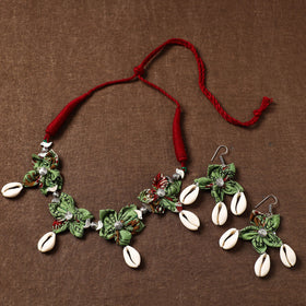 Green - fabart phool kali shell choker necklace set 02