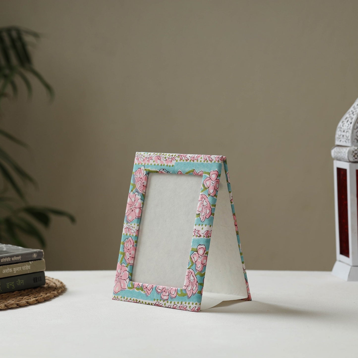 Green - fabric embellished handmade photo frame (8 x 6 in)