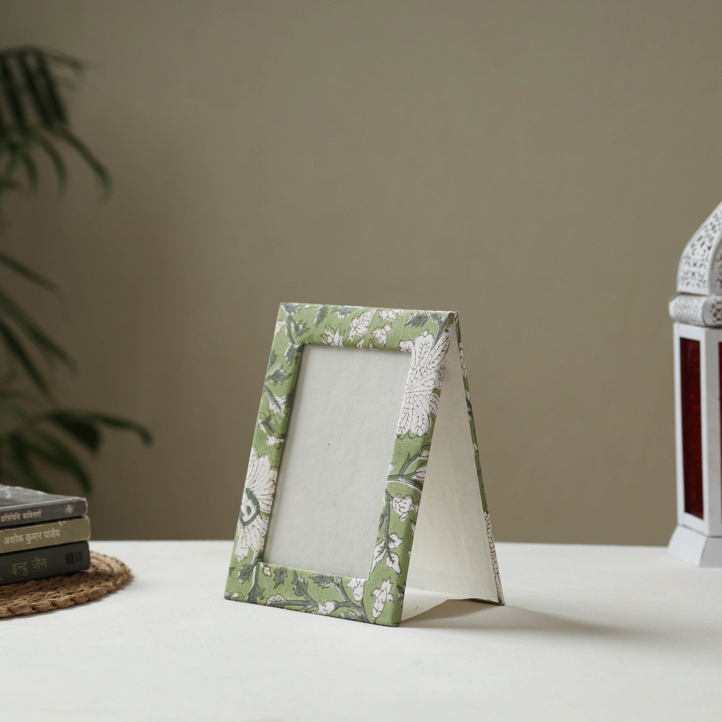 Green - fabric embellished handmade photo frame (8 x 6 in)