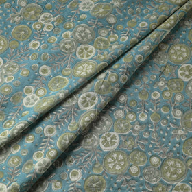 Buy Faded Greenish Florals Sanganeri Block Printed Cotton Fabric 