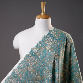 Buy Faded Greenish Florals Sanganeri Block Printed Cotton Fabric 