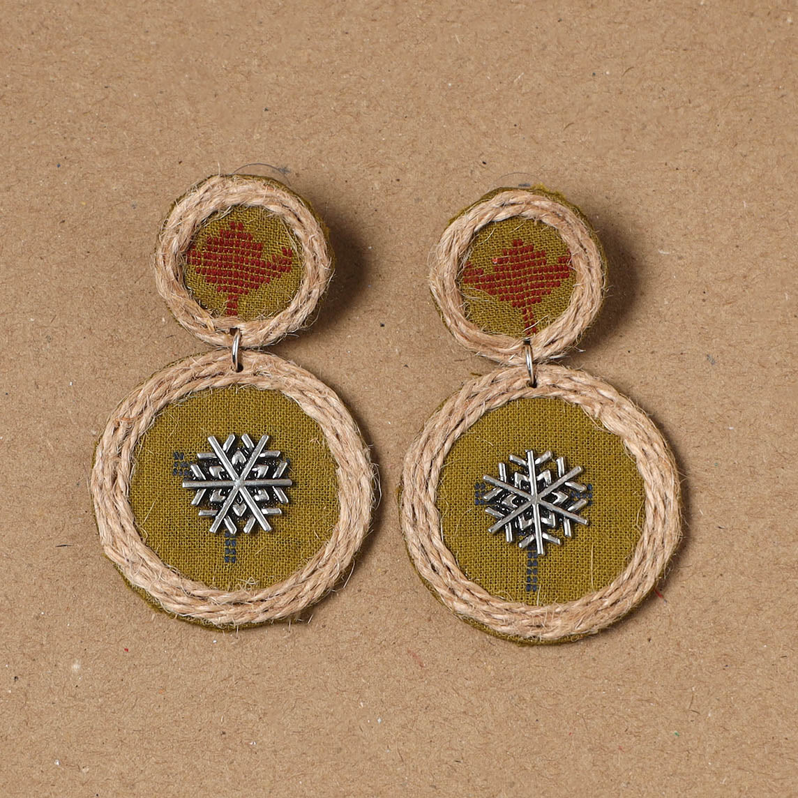 Farah jute fabart handmade earrings - handcrafted