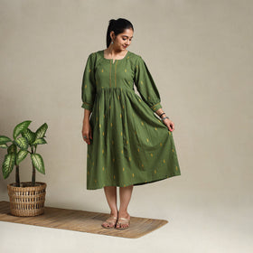 Grey Flared Cotton Jacquard Dress