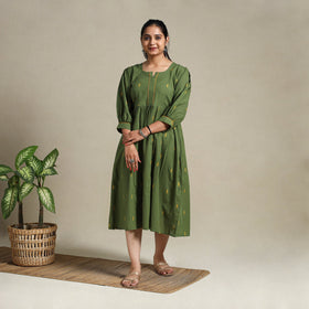 Grey Flared Cotton Jacquard Dress