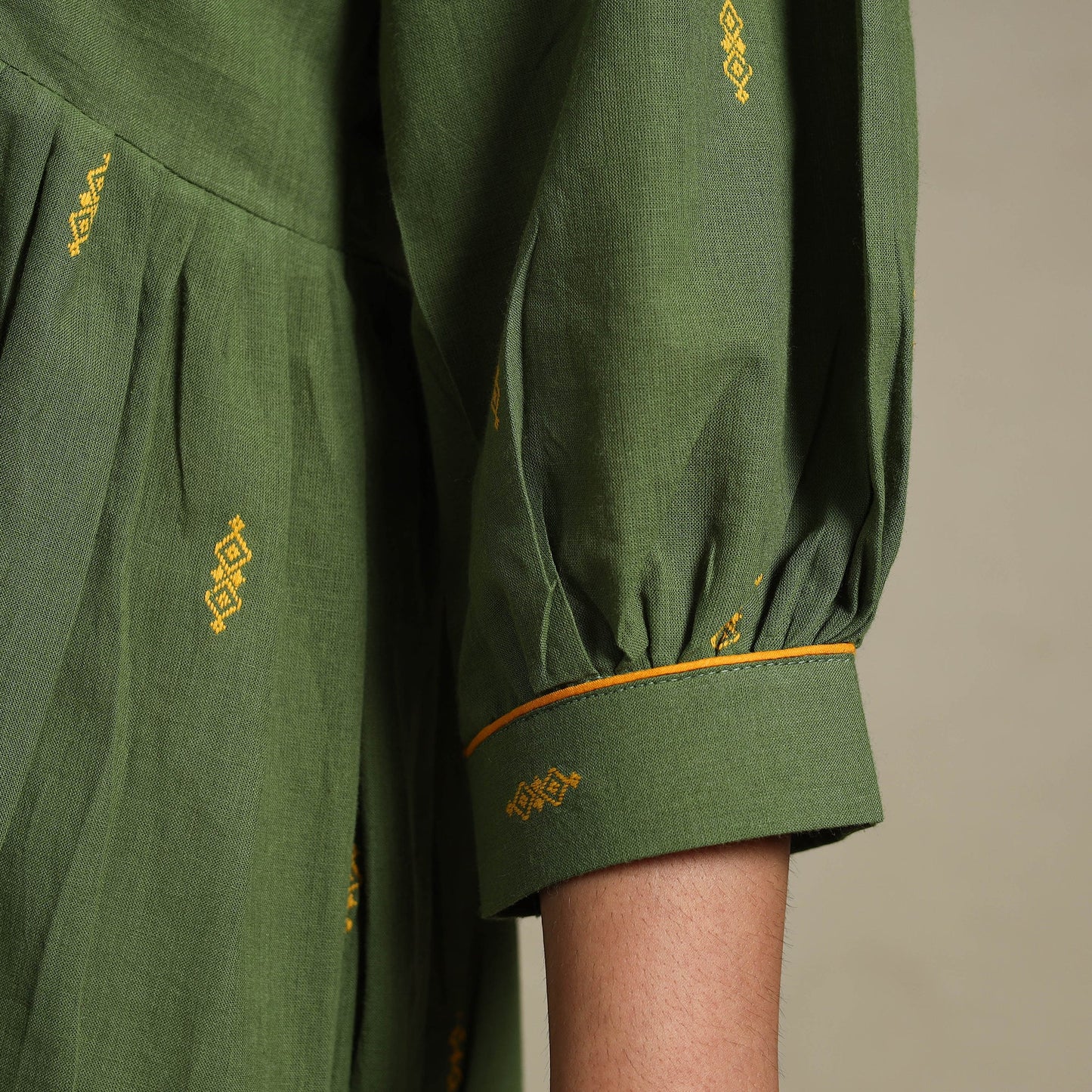 Grey Flared Cotton Jacquard Dress