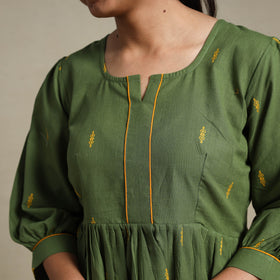 Grey Flared Cotton Jacquard Dress