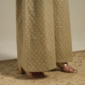 Green Flared Cotton Jaipur Print Kurta Set (Set of 2)