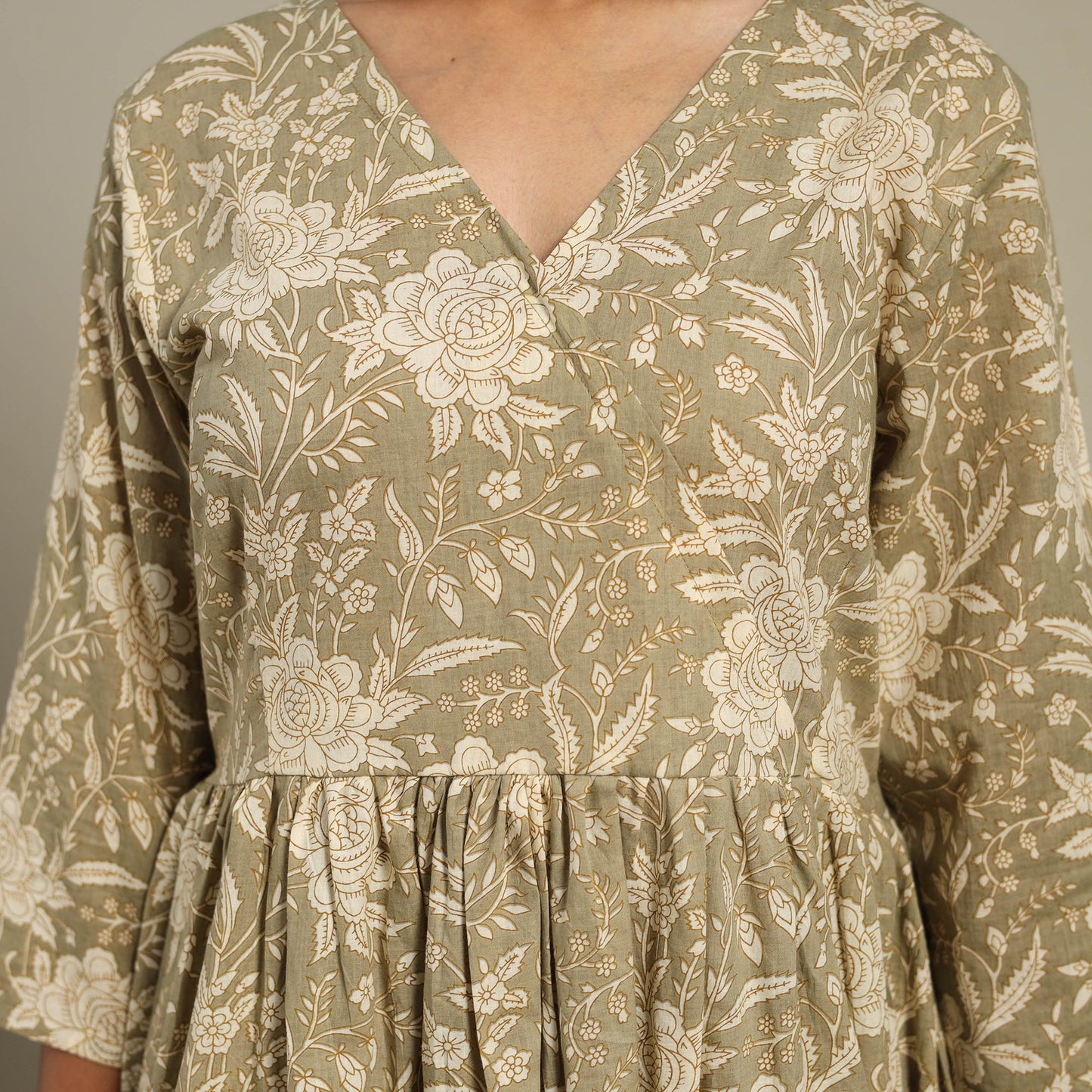 Green Flared Cotton Jaipur Print Kurta Set (Set of 2)