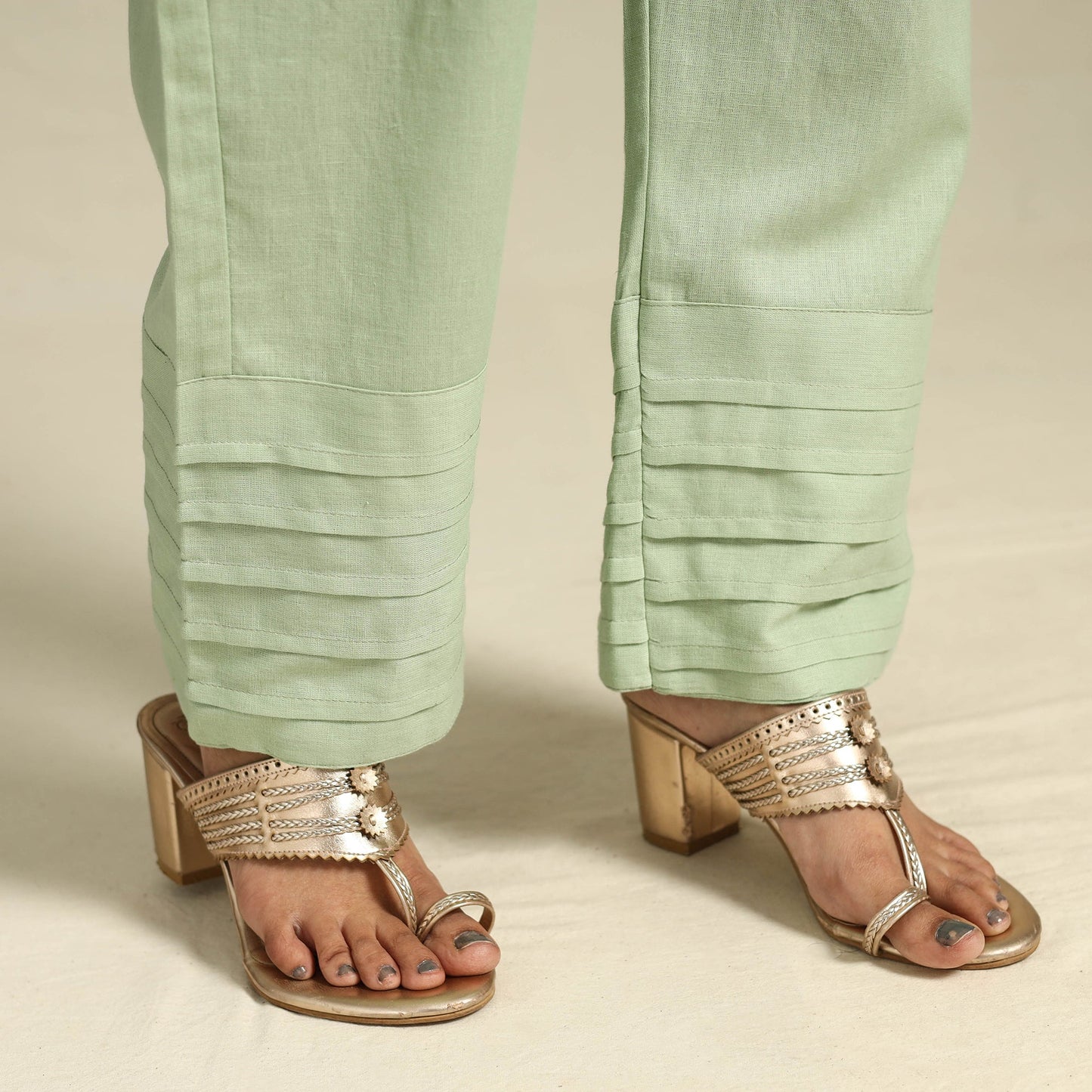 Green Flex Cotton Elasticated Plain Pant