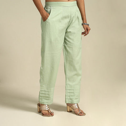 Green Flex Cotton Elasticated Plain Pant