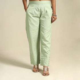 Green Flex Cotton Elasticated Plain Pant
