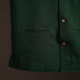Green - flex cotton men plain nehru jacket 10 - handcrafted